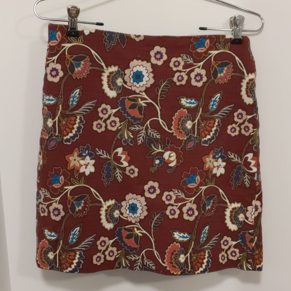 Loft Burgundy  Floral pencil skirt